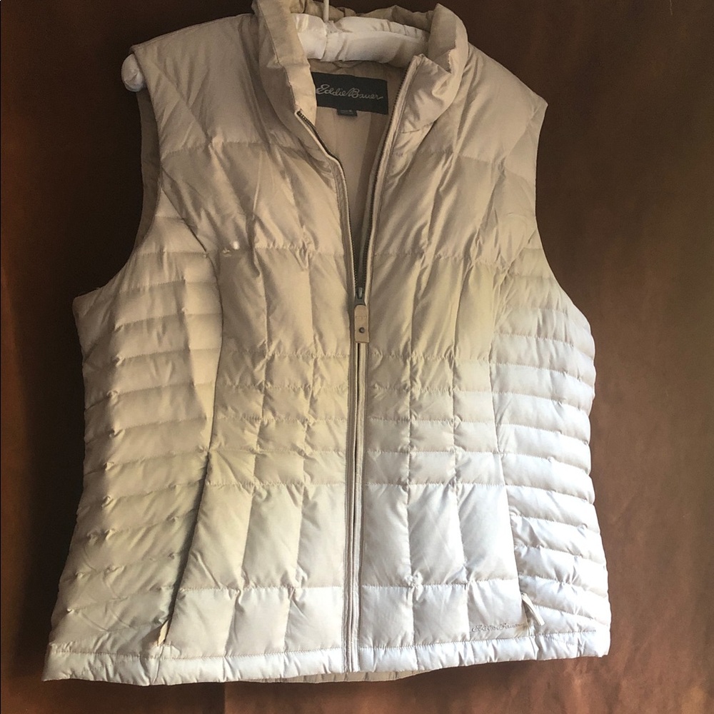 Eddie Bauer Women's Light Cream Quilted Down-Style Vest
